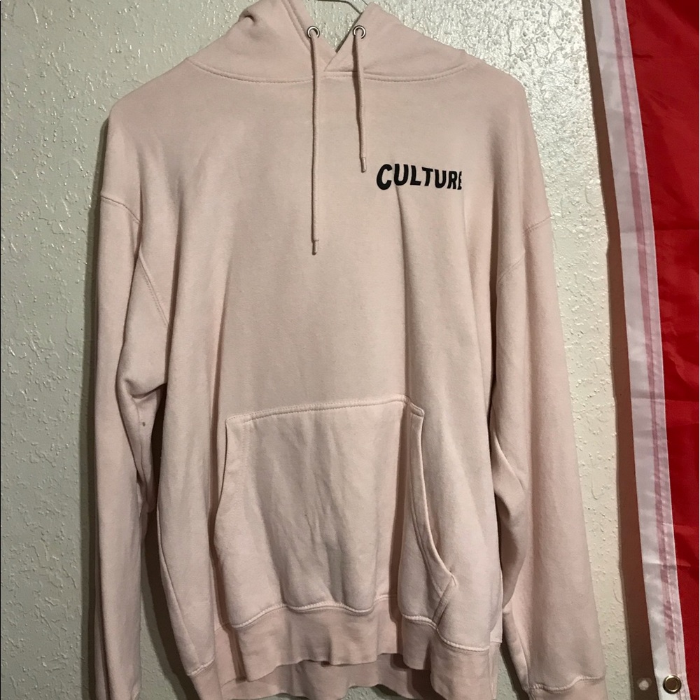 light pink “culture” hoodie